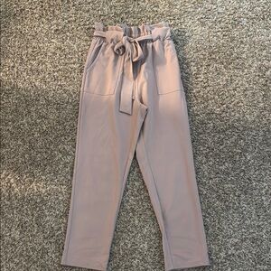 High-Waisted Tie-Front Pants - Beige